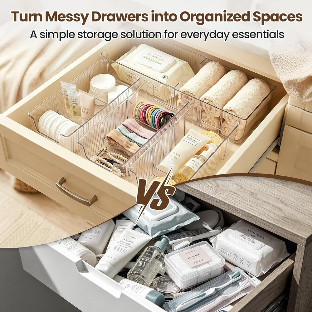 3 Pack Adjustable Drawer Organizers, Expandable Multi-Purpose Storage Bins