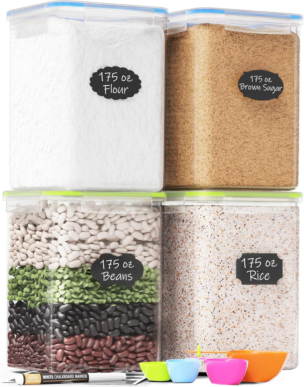 Chef's Path Kitchen Storage Box Set of 4 Extra Large Airtight Food Storag...