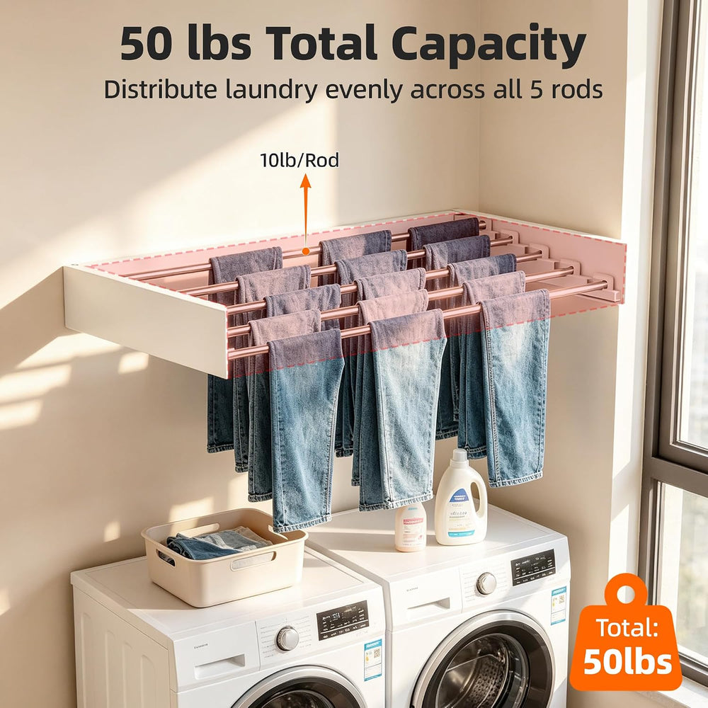 Wall Mounted Drying Rack 32" Foldable Space Saving for Laundry Room