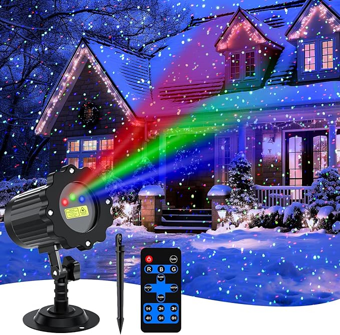 Christmas Projector Lights Outdoor, Garden Light Projector with Timer, Firefl...