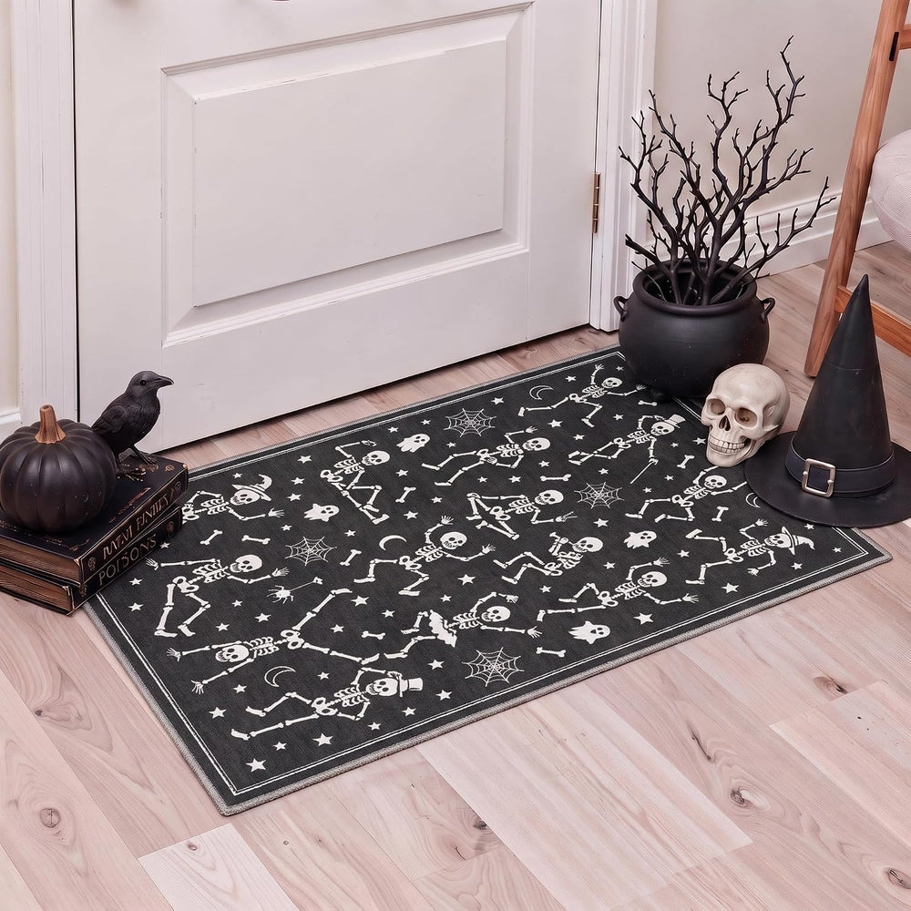 Bavni 2X6 Inch Halloween Dancing Skeletons Runner Rug for Kitchen