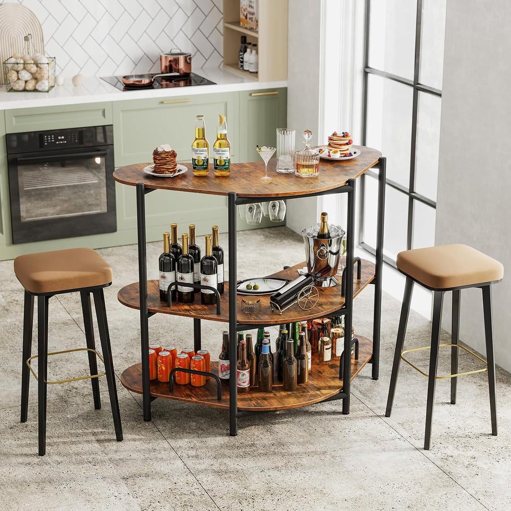GIANTEX 3-Tier Bar Table, 48"x26"x40" Corner Cabinet, Liquor H...