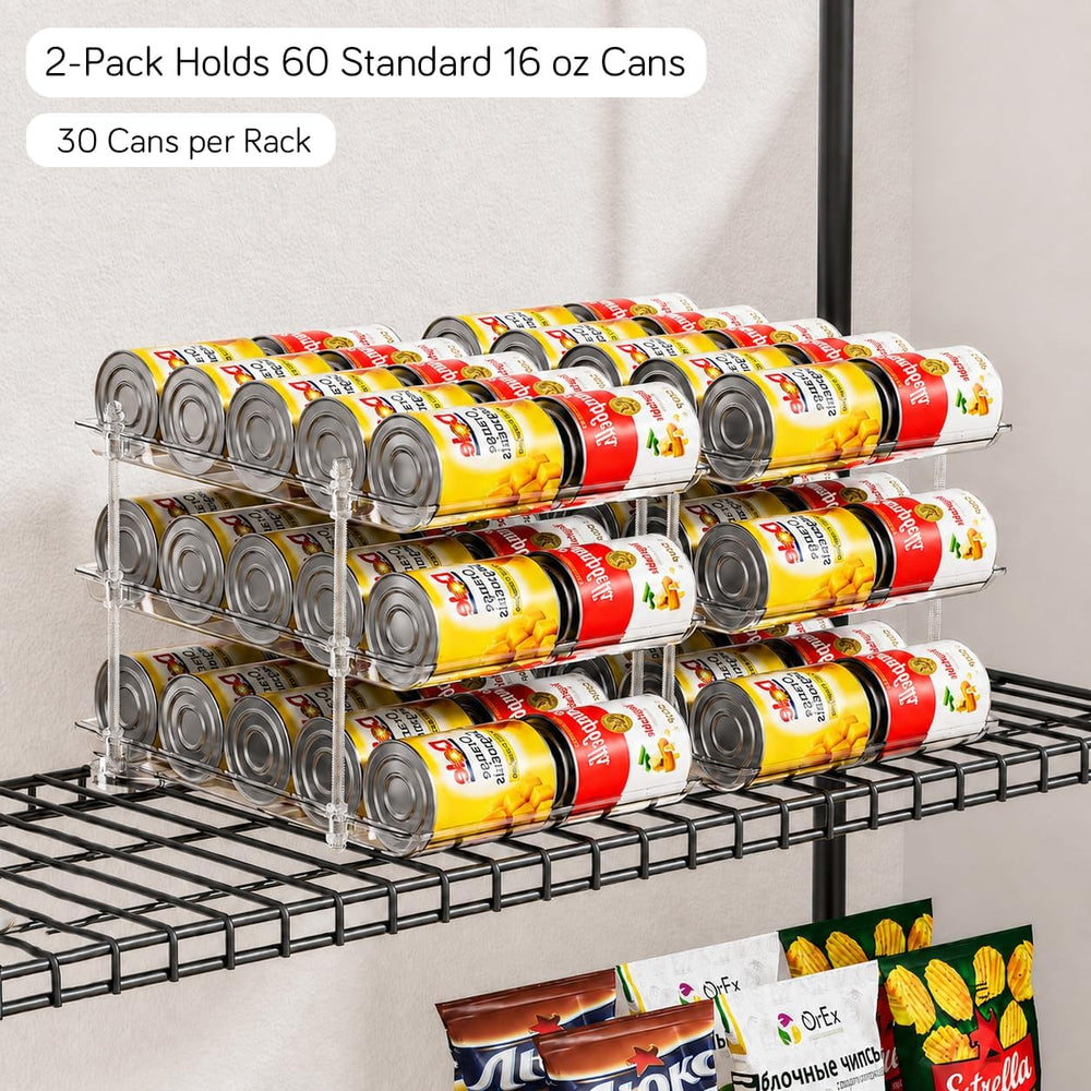 Sotfamily Canned Food Organizer for Pantry, 2 Pack Holds 60 16oz Cans