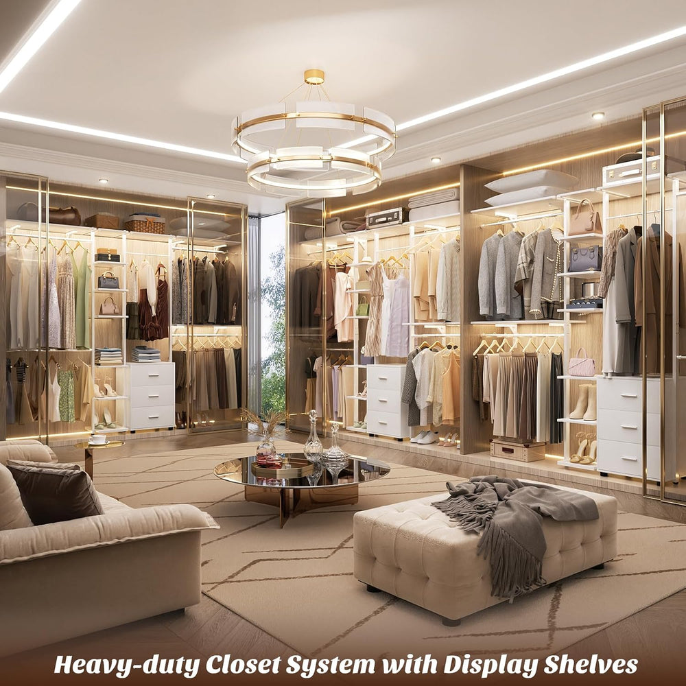 Aheaplus Closet System with Drawers, Closet Organizer System Storage with She...