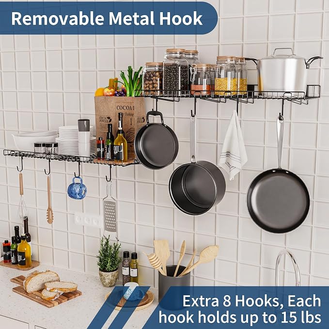 4 Pack Garage Wall Shelf, Wall Mounted Storage Shelves, Heavy Duty Metal Shelves