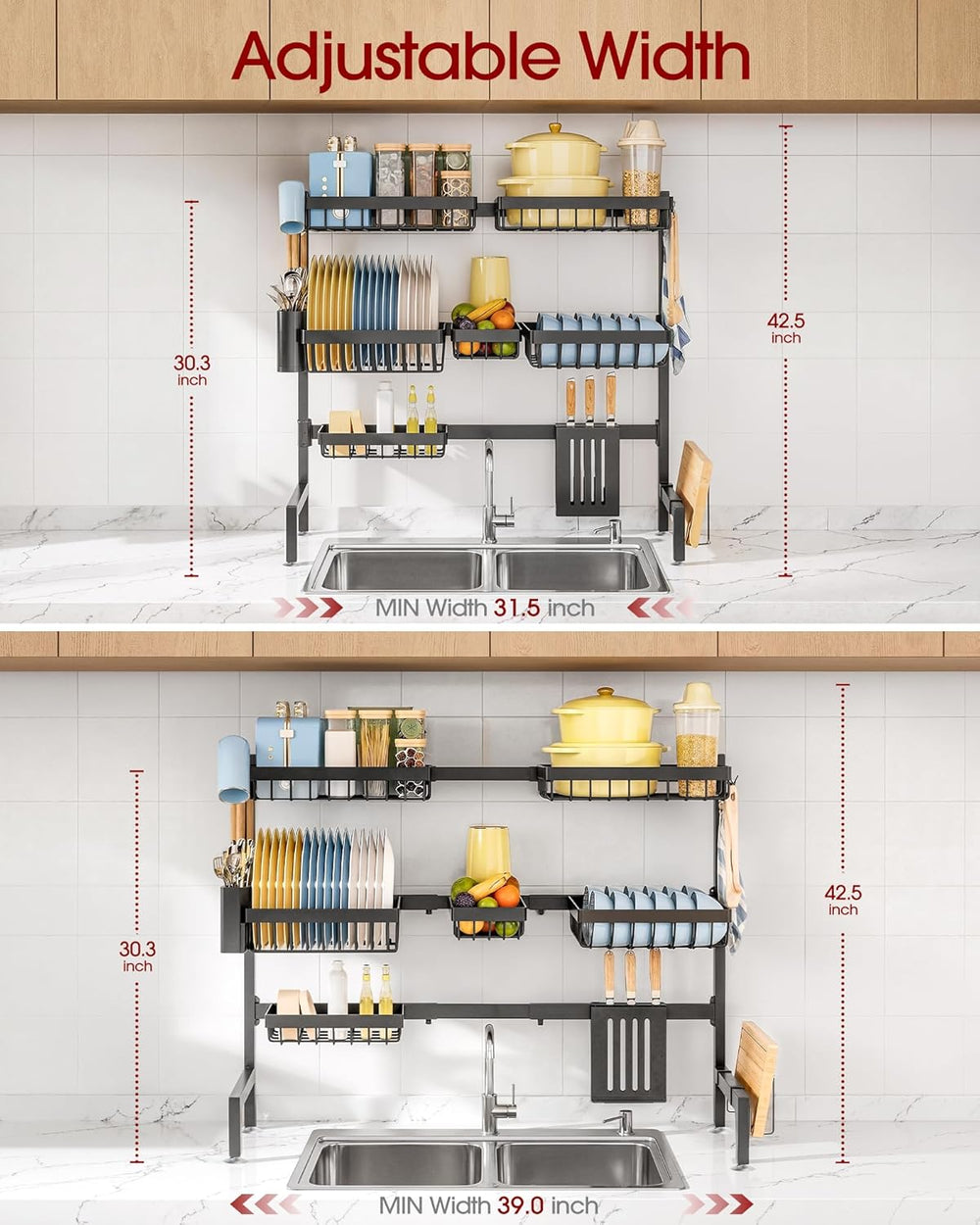 Sakugi Dish Drying Rack Over The Sink, Dish Drainer for Kitchen Counter