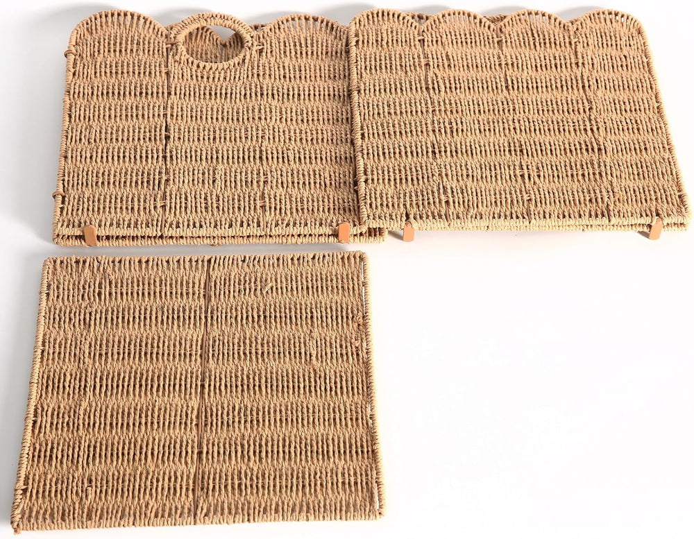 Scalloped Wicker Storage Cubes Basket, 12โx12โ Heavy Duty Paper rope/Hyacinth...