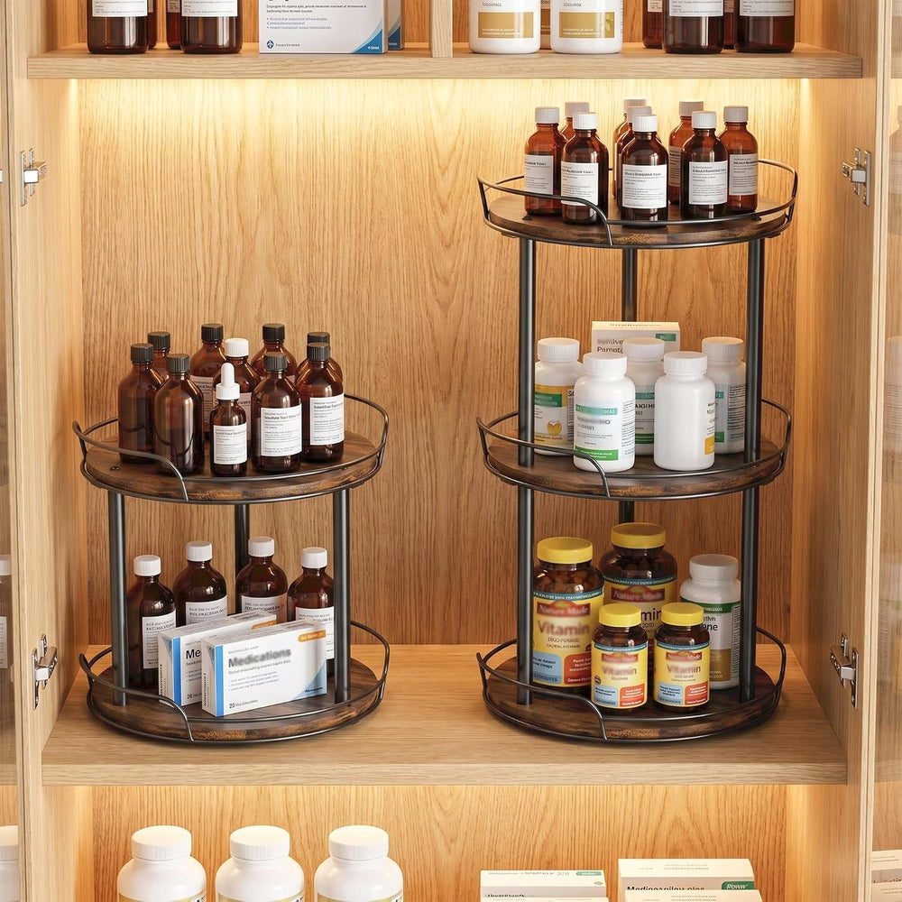 3-Tier Lazy Susan Spice Rack, 12'' Rotating Turntable for Cabinet