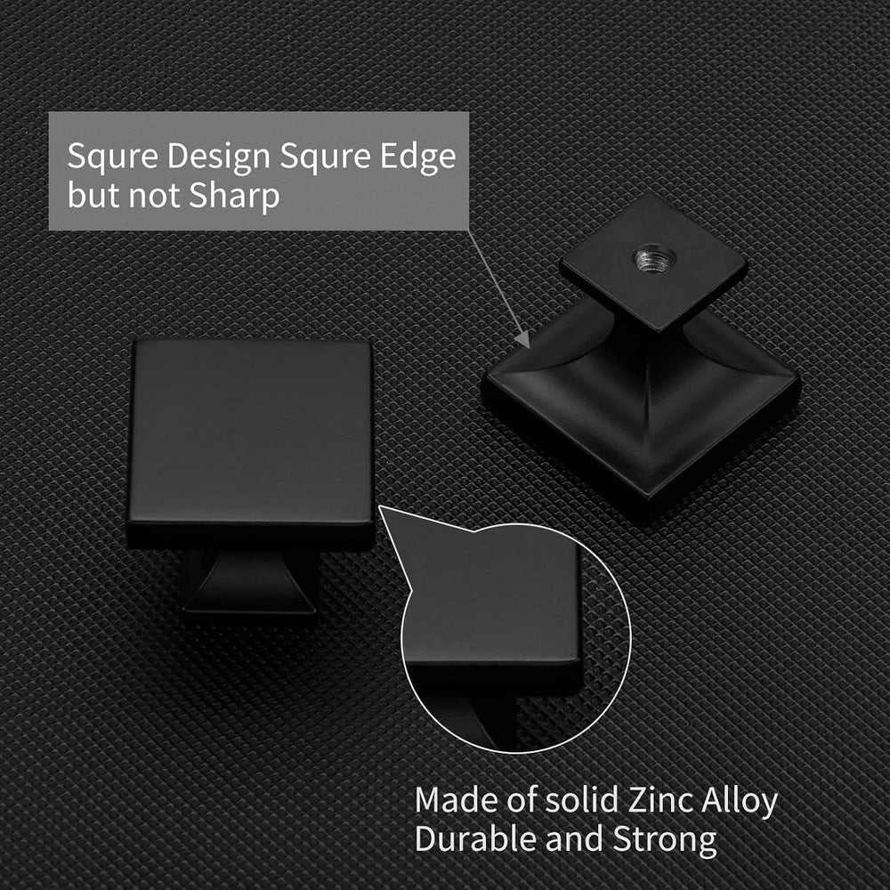 homdiy Black Cabinet Knobs 10 Pack Matte Black Square Cabinet Knobs