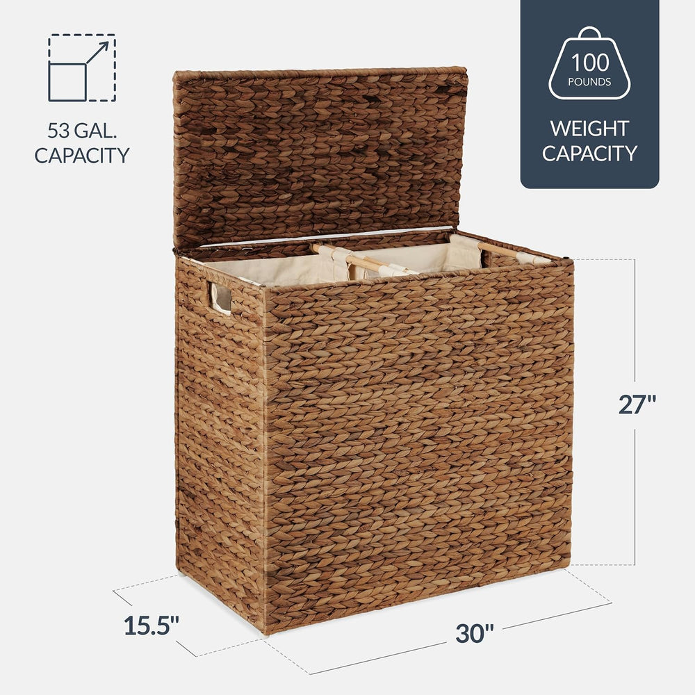 Best Choice Products X-Large Laundry Hamper with Lid, Natural Handwoven Hyaci...