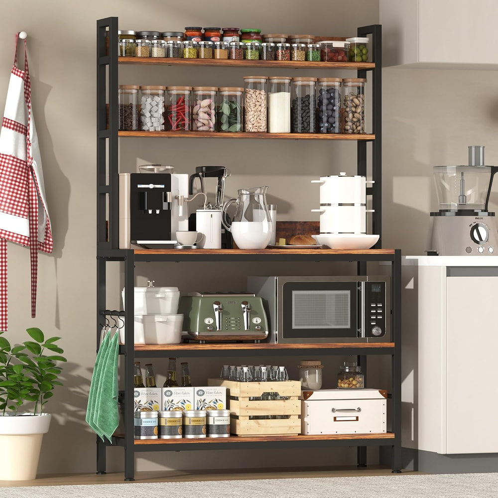 Kitchen Bakers Rack with Storage Shelves,5-Tier Free Standing Storage Shelf R...