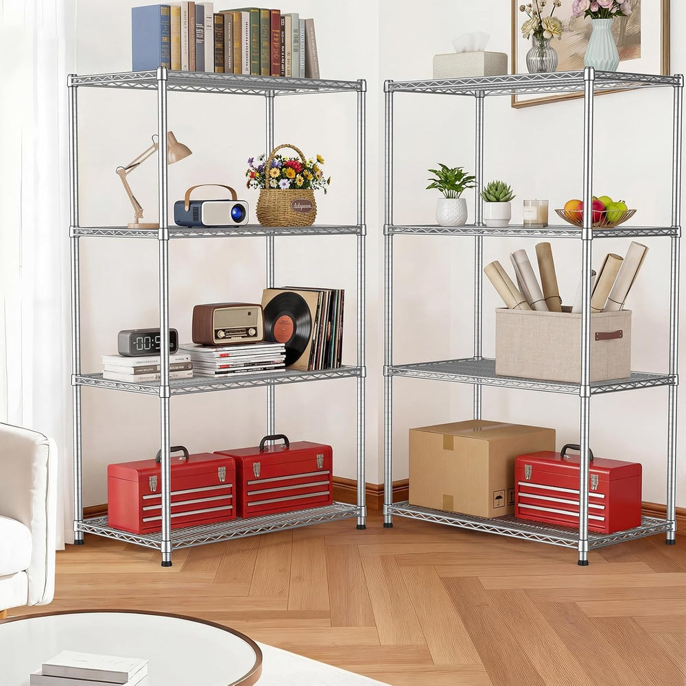 Heavy Duty 4 Tier Wire Shelving Unit 2200 lbs Capacity Garage Shelving Metal ...