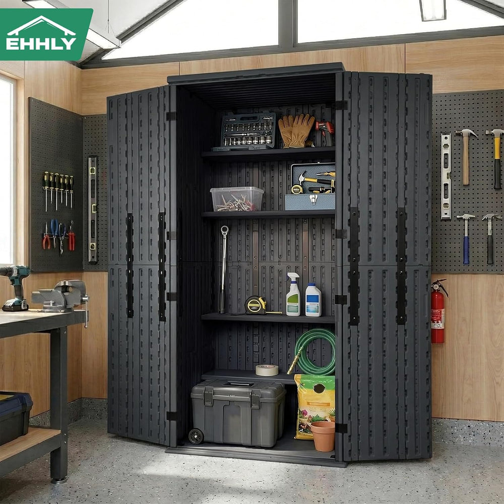 EHHLY Heavy Duty Tall Storage Cabinet Outdoor Weatherproof, 28 Cuft Garage St...
