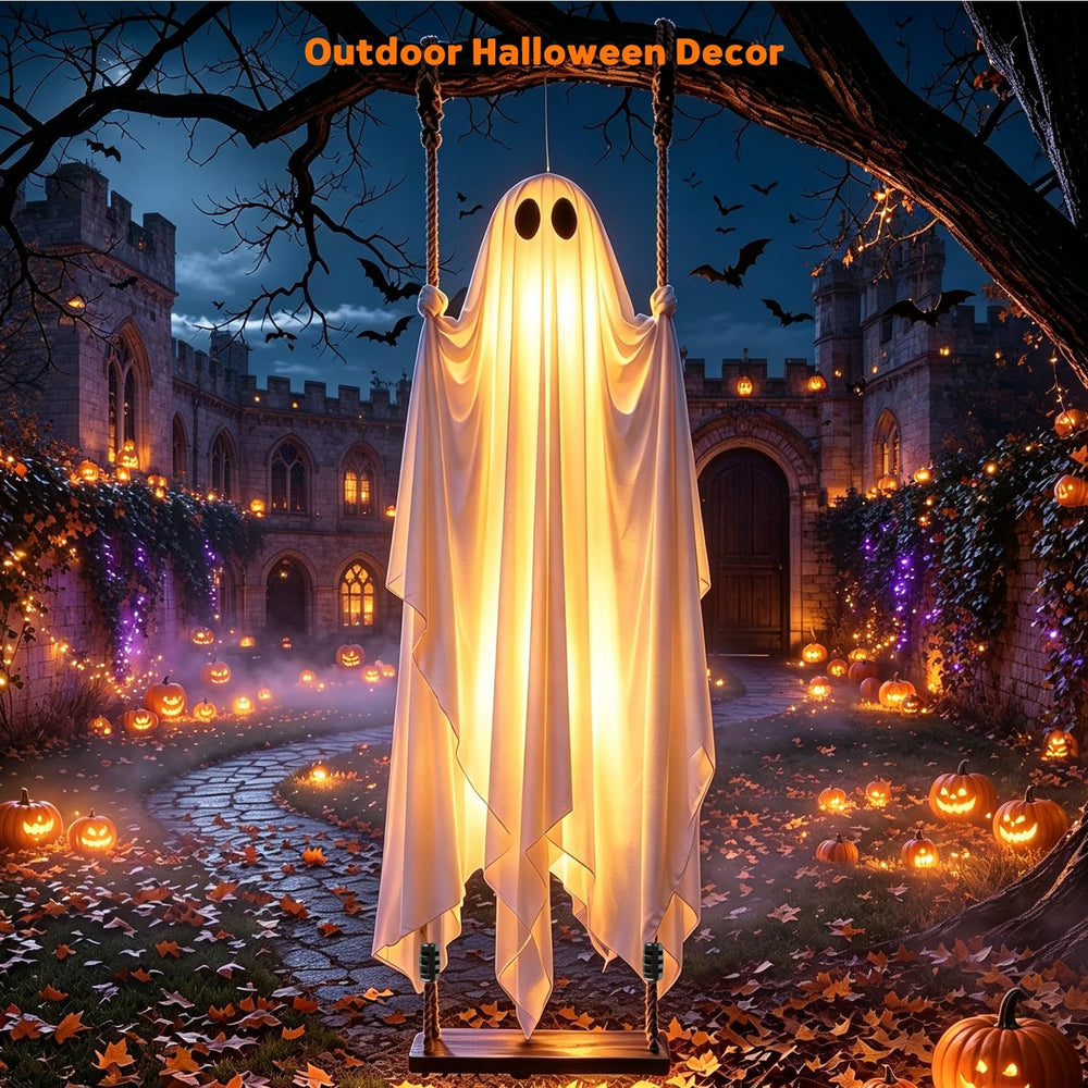 Halloween Hanging Swinging Ghost Decorations with Lights & 200lb