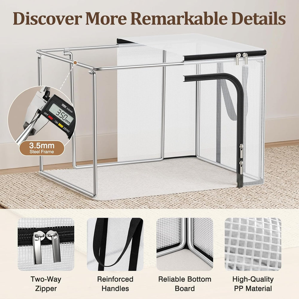 Clear Clothes Storage Bins with Metal Frame, Foldable Storage Boxes,3 Pack