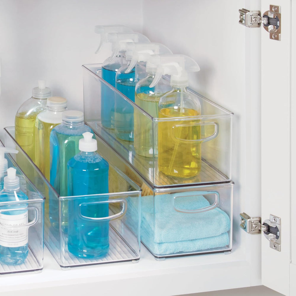 iDesign Plastic Stackable Pantry Bin with Handles, Set of 4, Clear