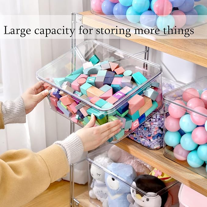 Clear Storage Bins With Lids, 5 Packs Food Storage Organizer, Cabinet Storage