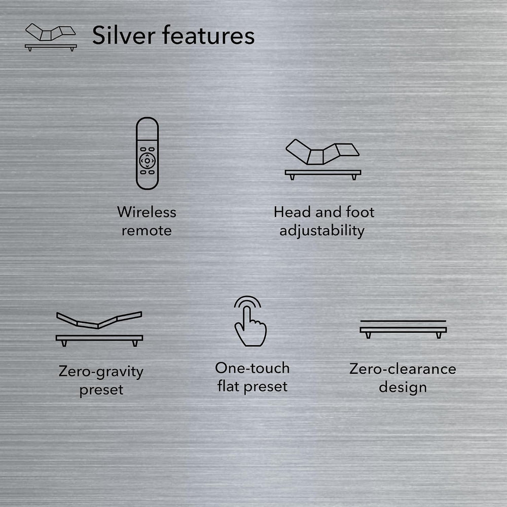 Serta baselogic Silver Adjustable Base Bed Frame Queen