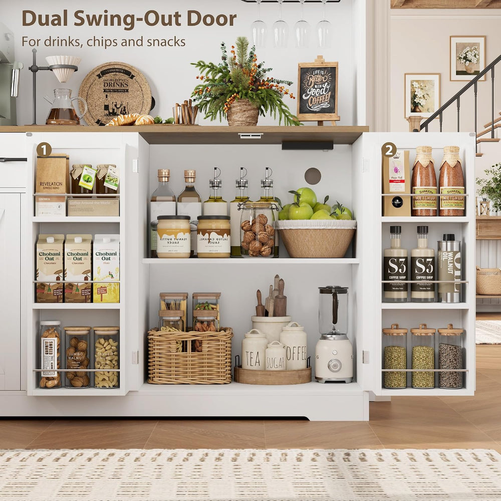 HOSTACK 55" W Kitchen Pantry Storage Cabinet, 72" Tall Hutch Cabine...