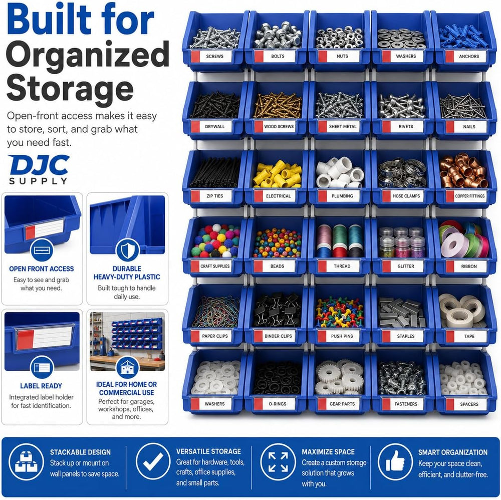 Stackable Storage Bins 2 Pack – 5.9" W x 9.4" D x 4.9" ,Heavy ...