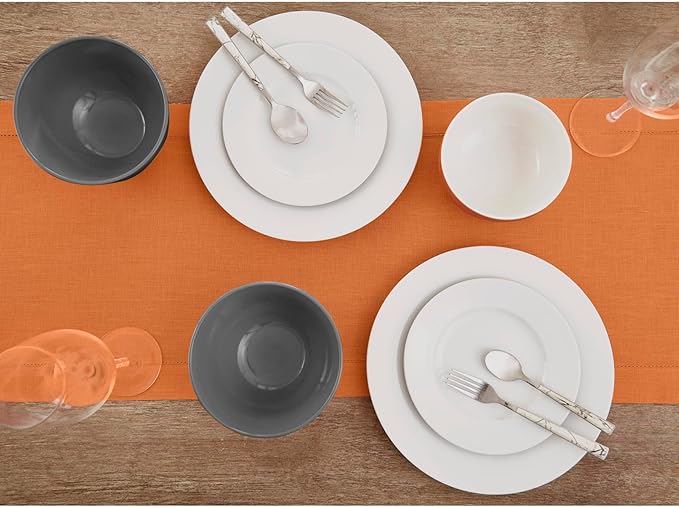 Solino Home Linen Pumpkin Table Runner 132 Inches Long - 100% Pure Linen Extr...