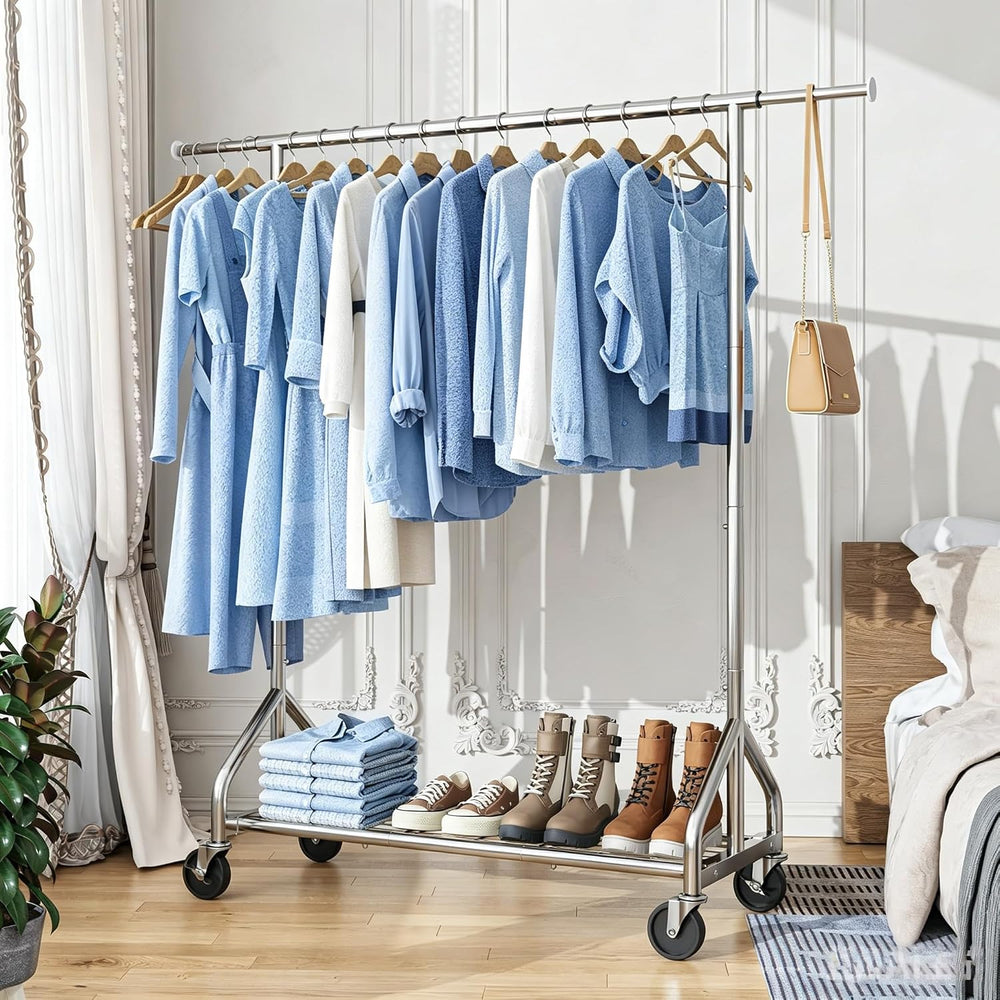 Simple Trending Heavy Duty Clothes Rack, Extensible Clothing Rack, Chrome