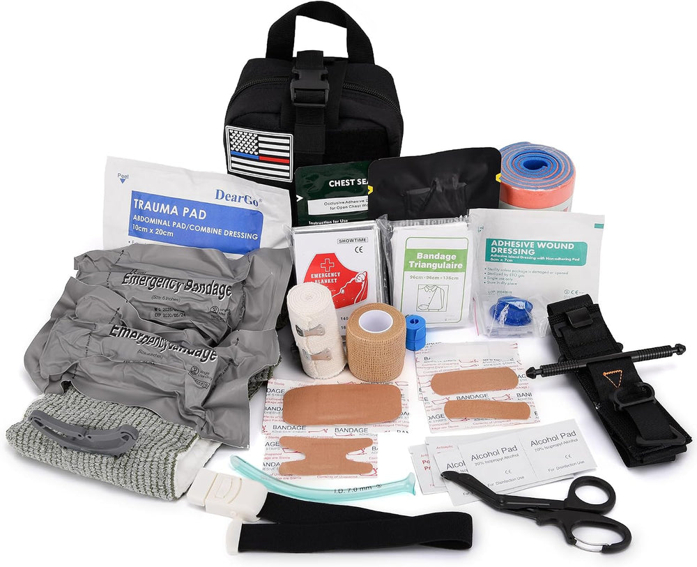 IFAK Trauma Kit with Tourniquet, 6-Inch Israeli Bandage, Splint, First Aid Ki...