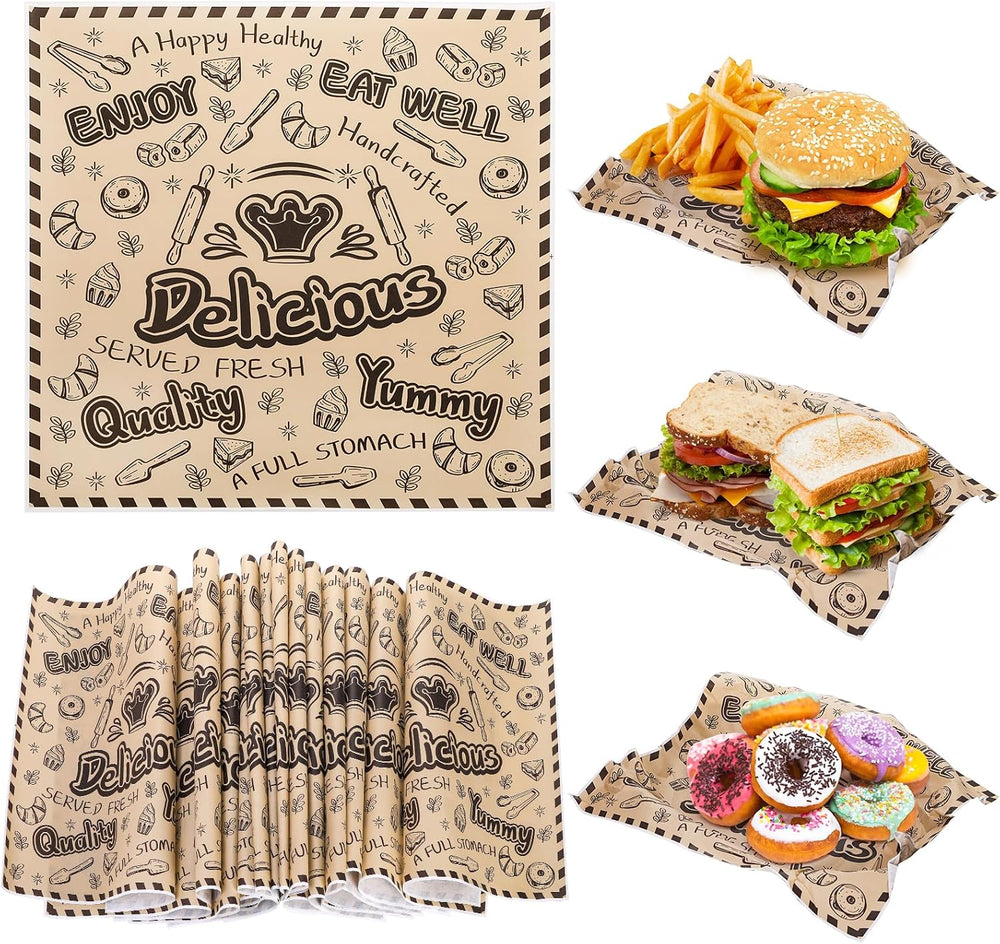 DEAYOU 1000 Pcs Deli Wax Paper Sheets, 12"x12" Grease Resistant Foo...