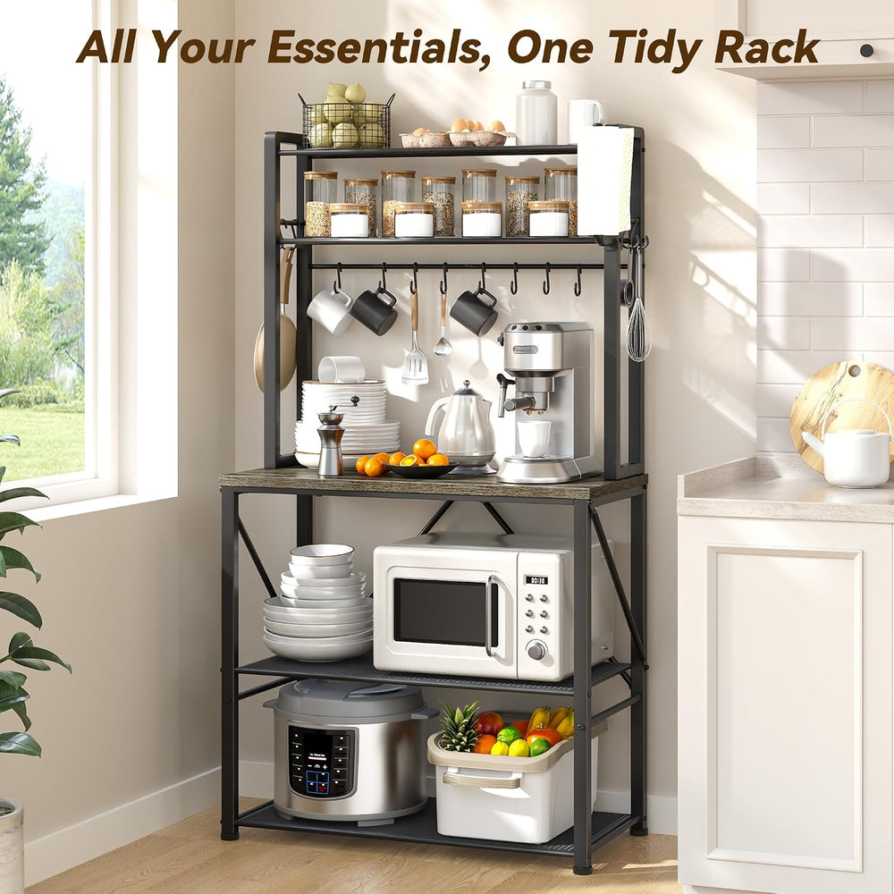 YASONIC Coffee Bar, Bakers Rack with Storage, 25.6 Inches Microwave Stand, 5 ...