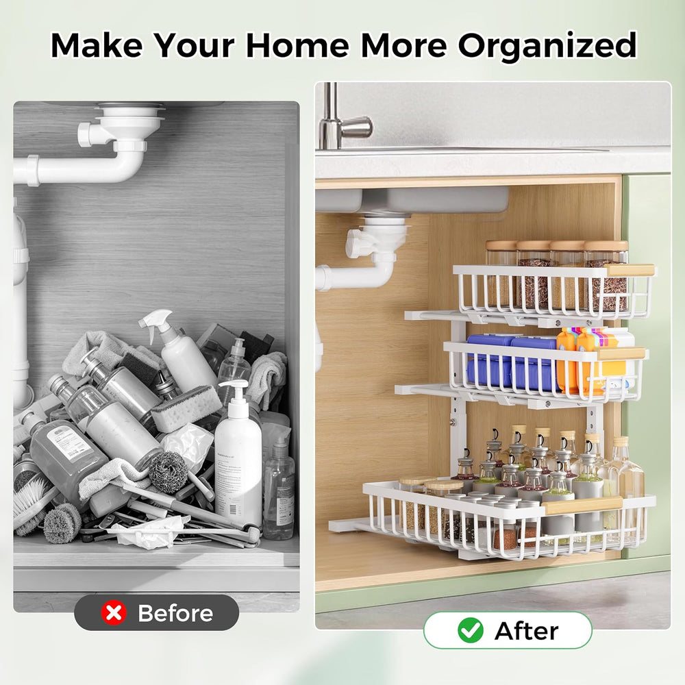3 Tier Under Sink Organizer: Pull Out Cabinet Storage for Bathroom,2 Pack