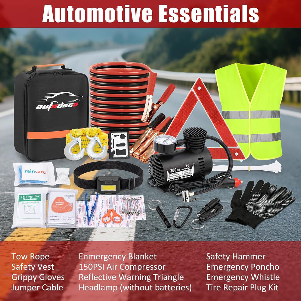 Car Roadside Emergency Kit, Car Safety Kit Portable Vehicle Kits for Emergenc...