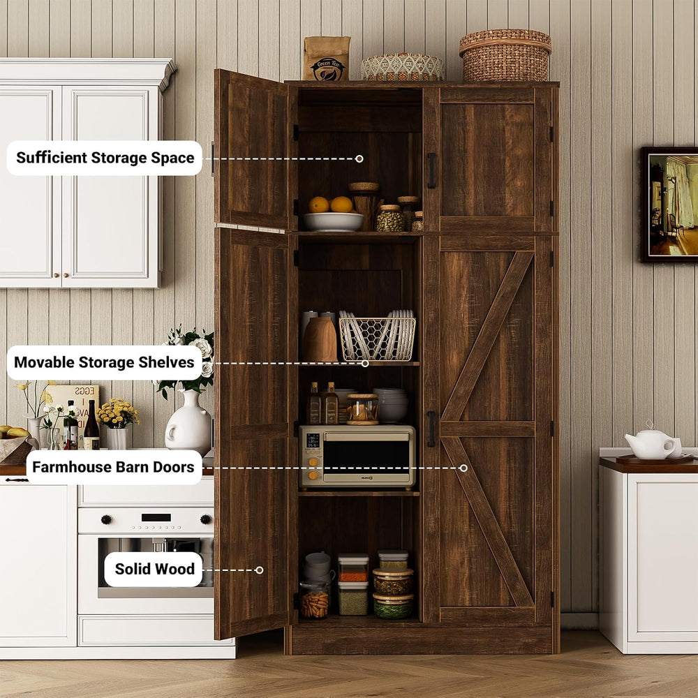 Unikito 71” Tall Kitchen Pantry Storage Cabinet with Adjustable Shelves