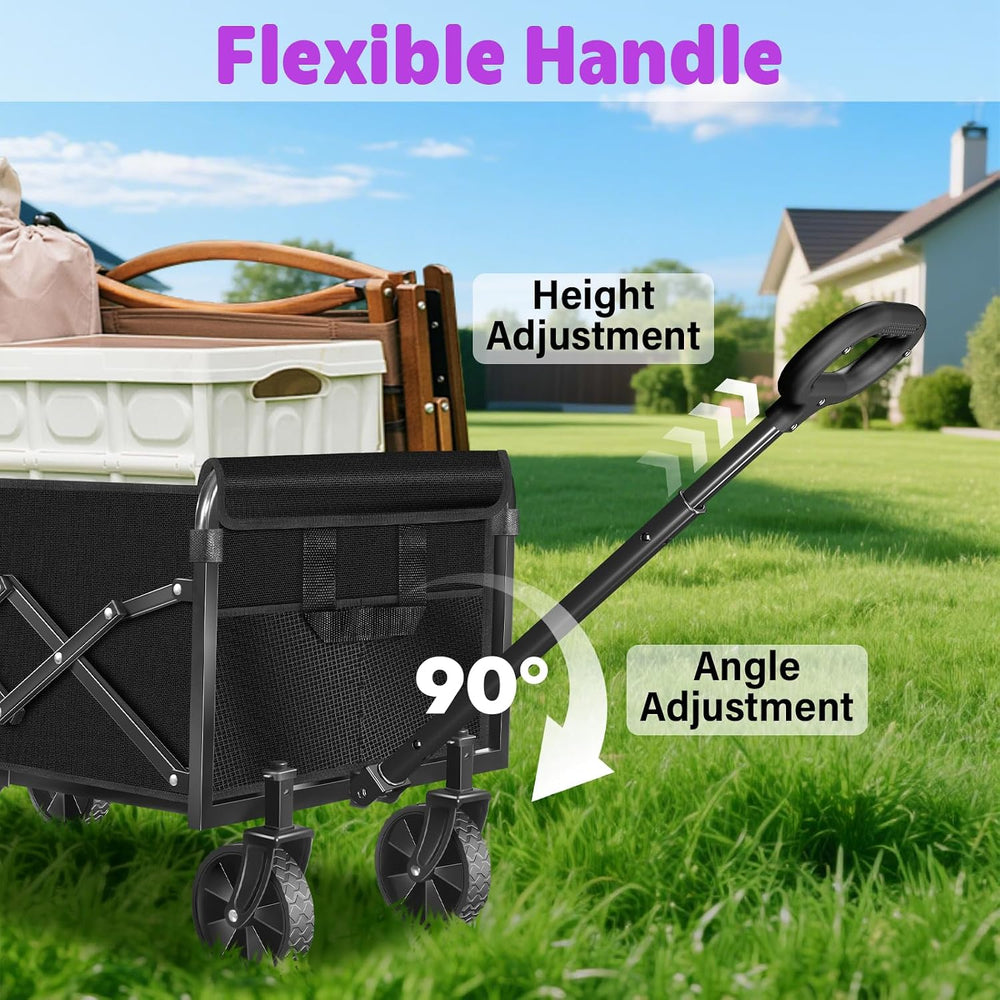 Wagons Carts Foldable, 280 lbs Collapsible Wagon with Wheels for Camping