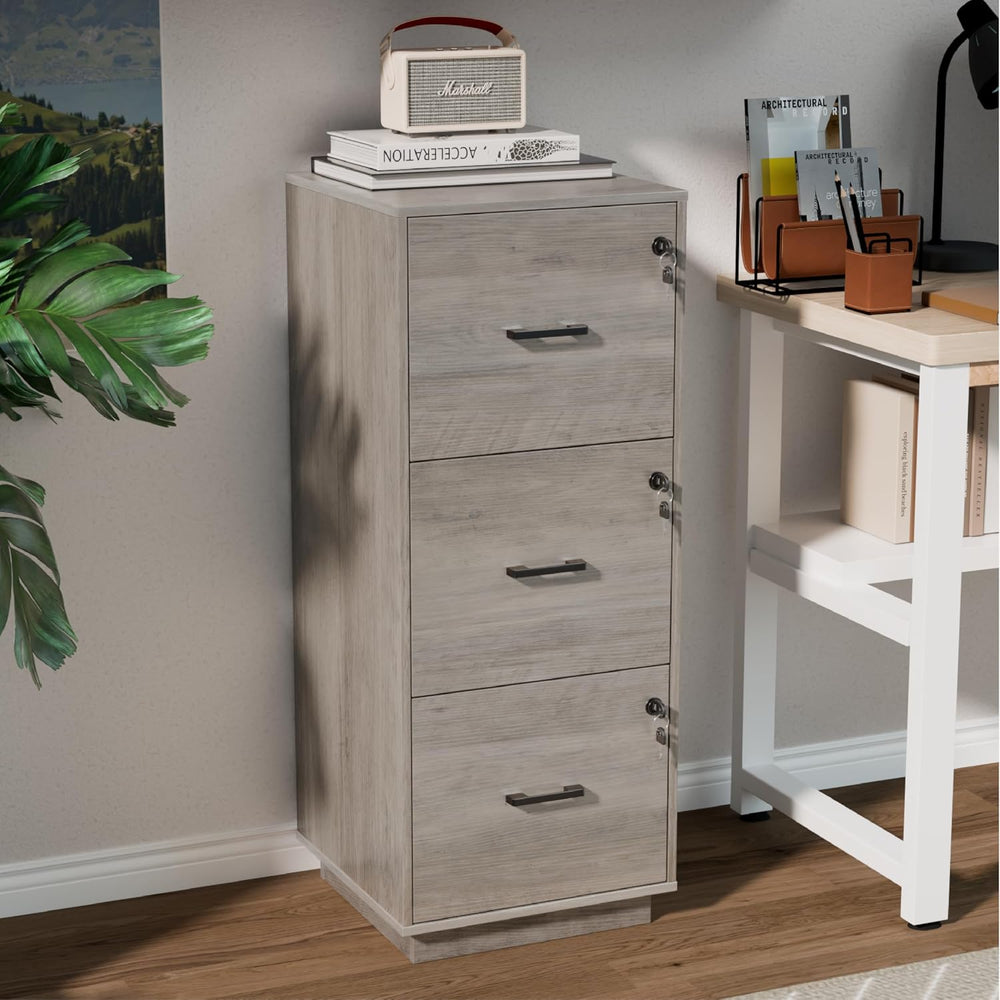 VINGLI 3 Drawer File Cabinet with Lock, Home Office Filing Organizer, for Let...