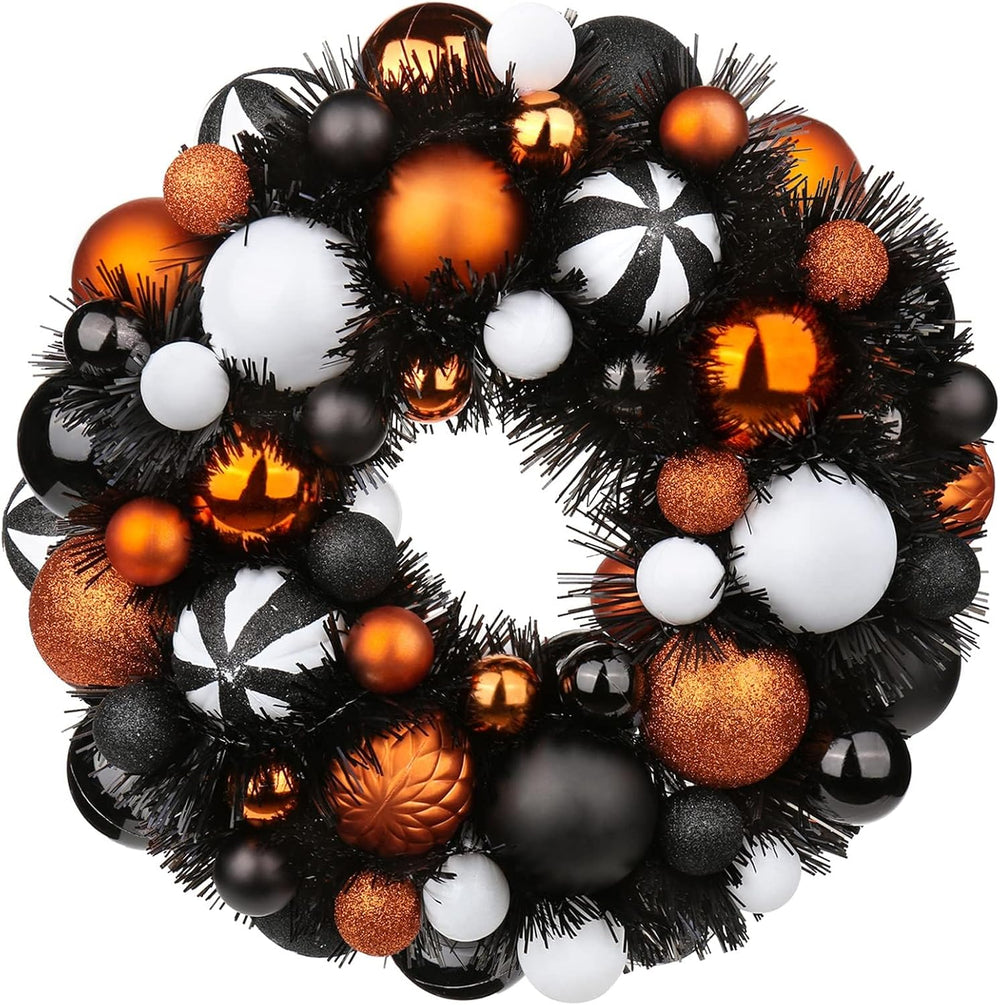 Halloween Ball Wreath 13" Xmas Wreaths Ornaments Glitter Thicken Shatter...