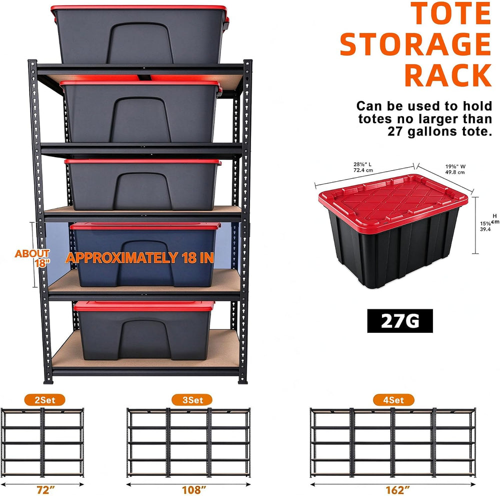 2 Pack Storage Shelves Heavy Duty, Garage Shelving Units, 2400LBS
