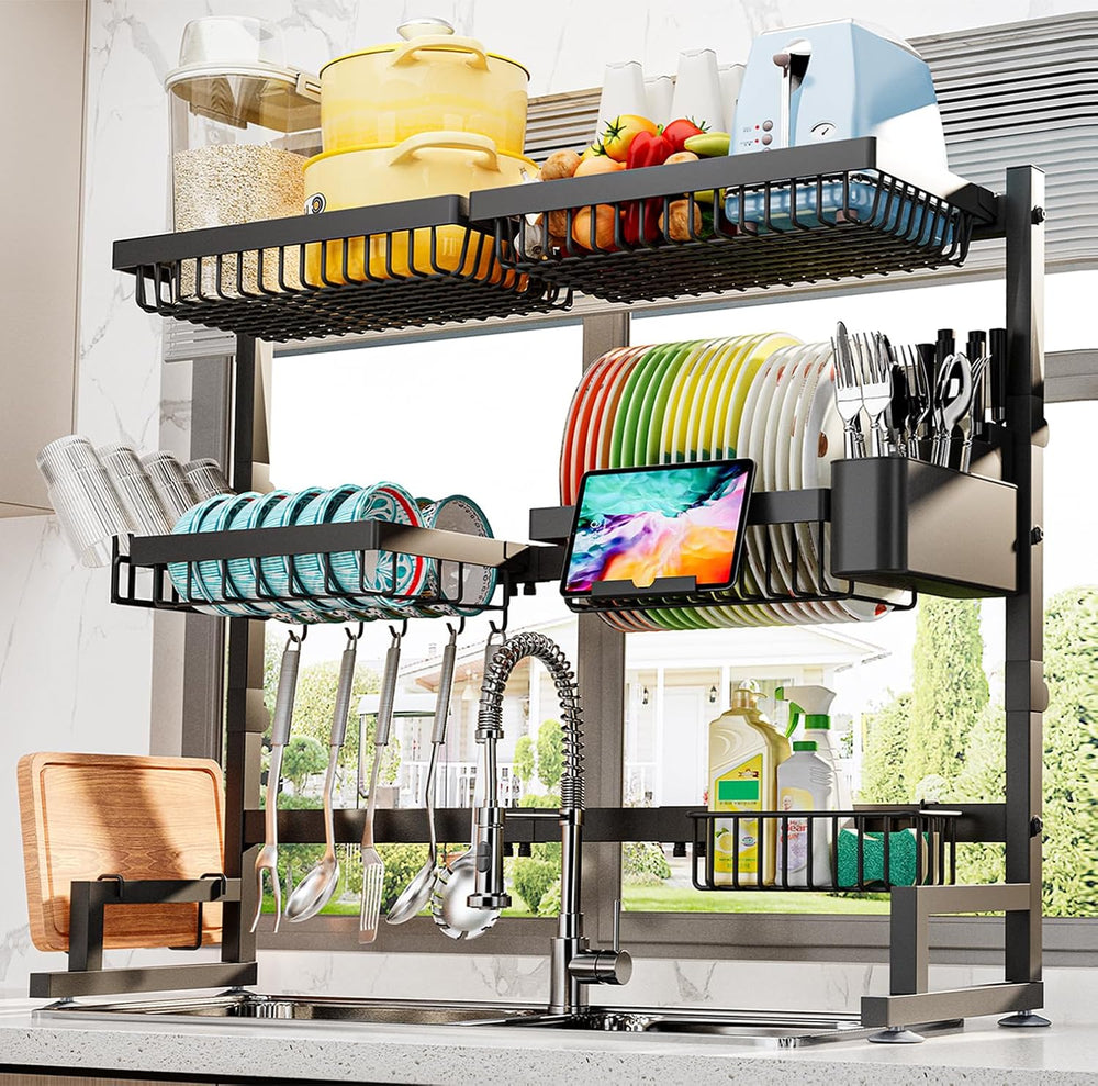 ADBIU Over The Sink Dish Drying Rack (Expandable Height and Length) Snap-On D...
