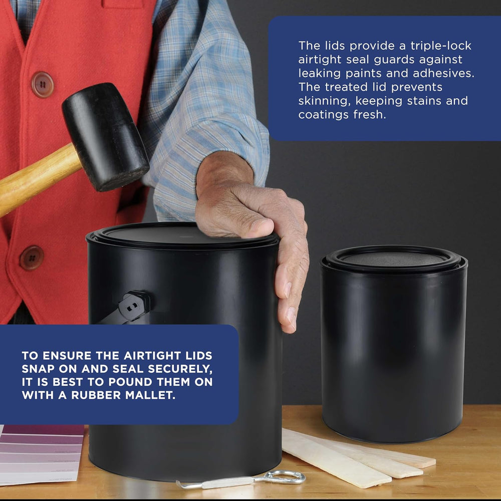 Master Elite 1 Quart (32 fl. oz) Empty Plastic Paint Can Bucket, Pack of 6