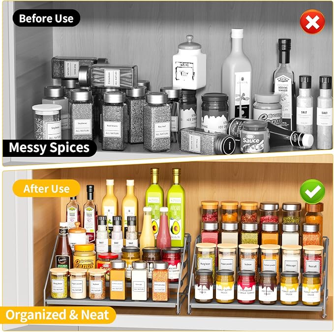 RCHYFEED 4 Tier Spice Rack Organizer, Spice Organization (2 Pack)