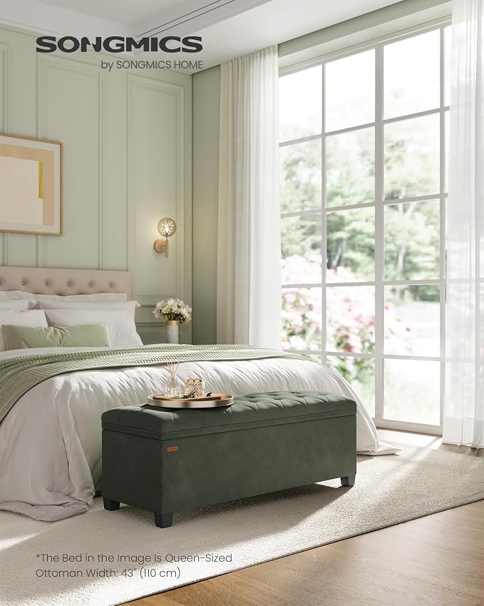 SONGMICS Velvet Storage Ottoman Bench, Foot Rest