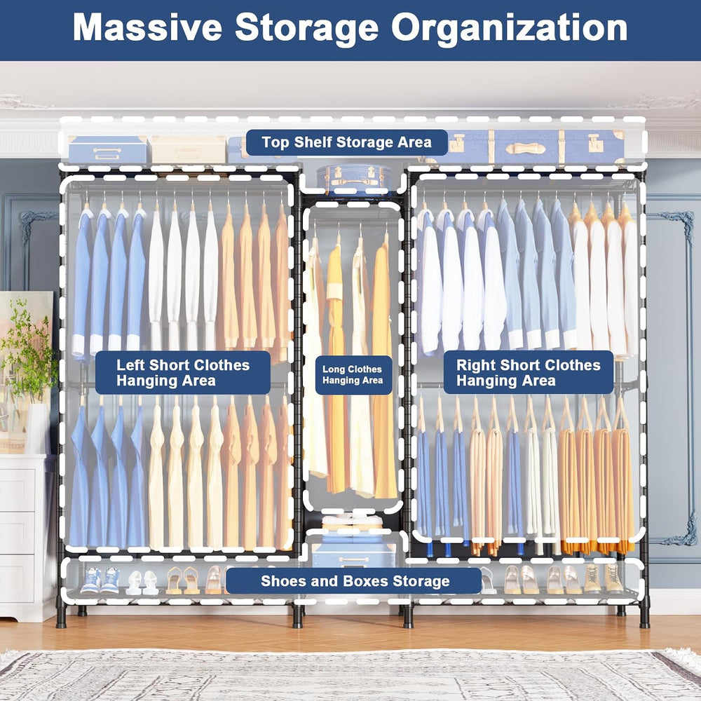 Ulif E12 Pro Clothes Rack,Heavy Duty Freestanding Garment Rack with Shelves,M...