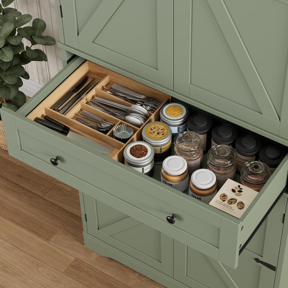 HOSTACK 71" Kitchen Pantry Storage Cabinet, Farmhouse Pantry Cabinet, Green