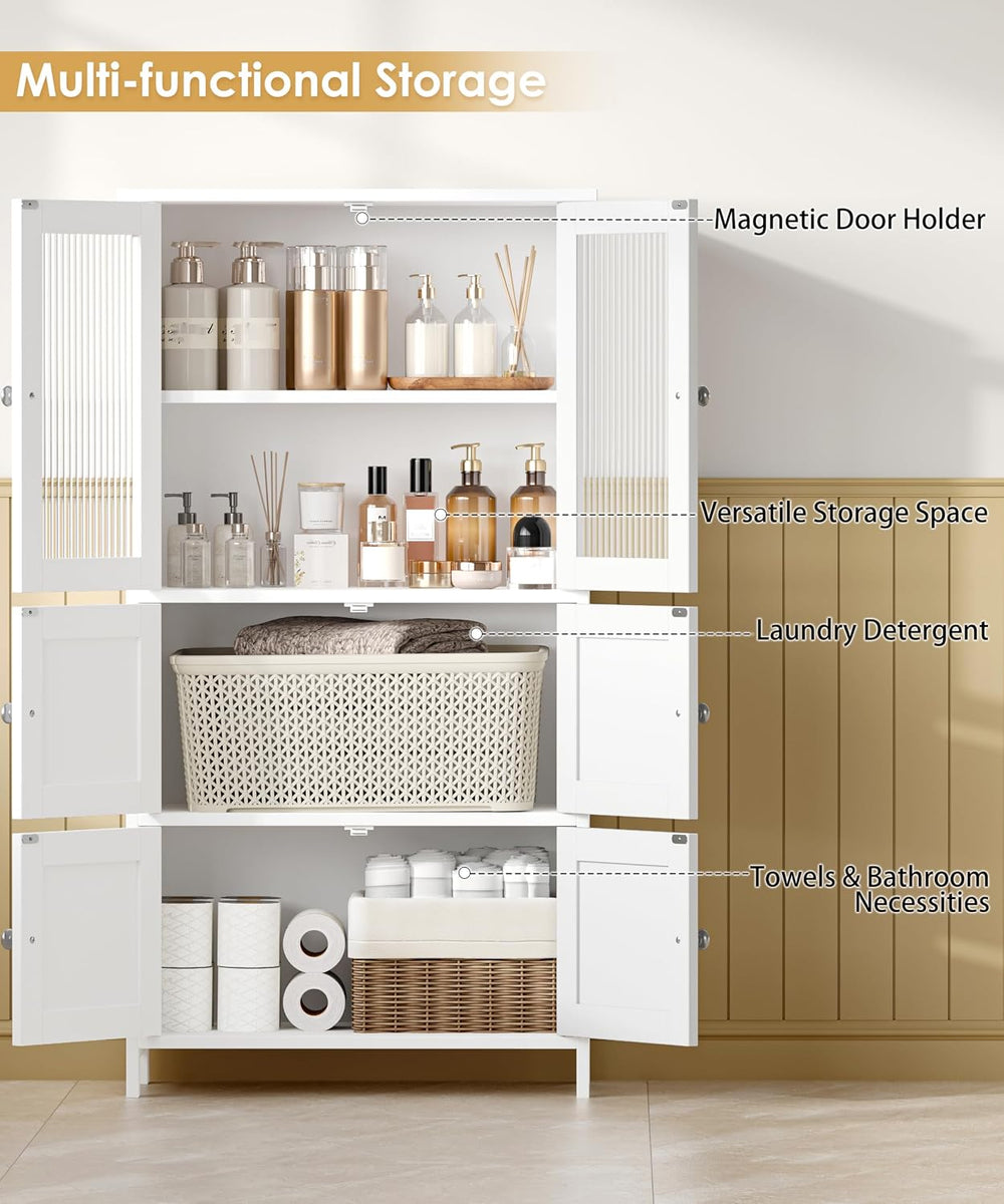 43.3'' H Bathroom Storage Cabinet with 6 Doors Adjustable Shelf