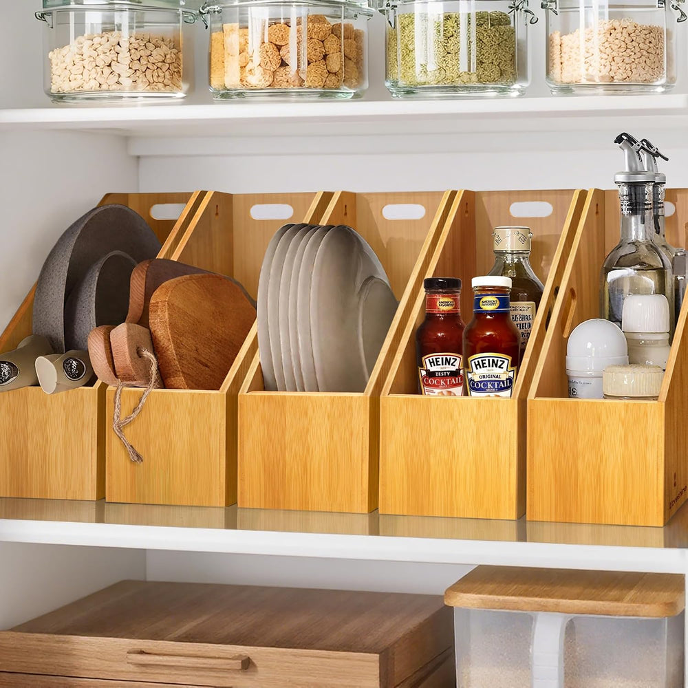 Slim Bamboo Cutting Board Holder & Baking Sheet Organizer