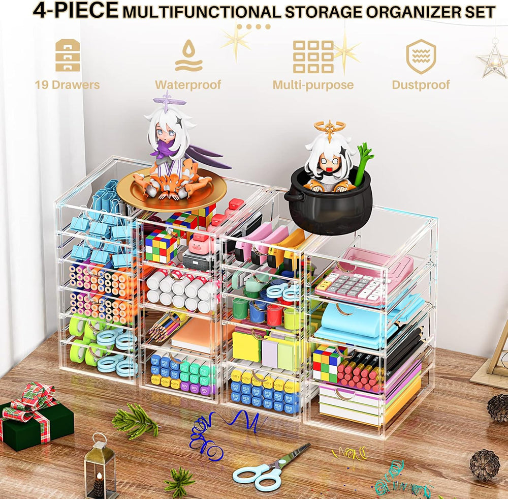 YFXCVSL Acrylic Makeup Organizer with 19 Drawers,Storage Drawer Organizer