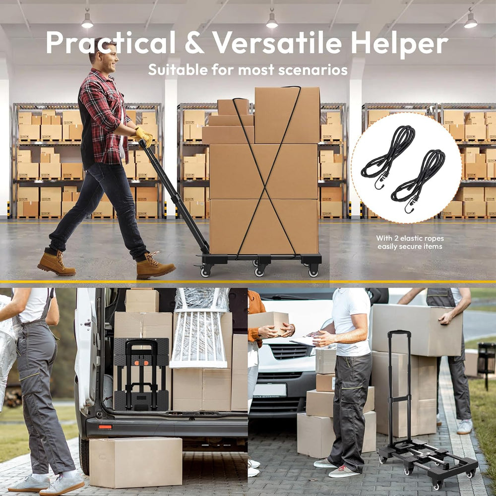 Voipvvii Folding Hand Truck 500lbs, Portable Heavy Duty Dolly Cart, 6 Wheels ...