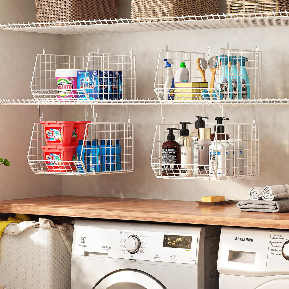 4" Extra Deeper Foldable Hanging Closet Organizer, Small Wire Cabinet Sh...