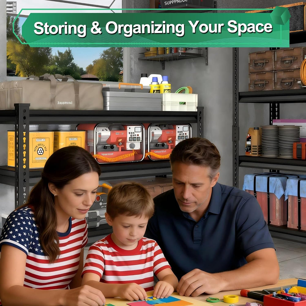 Storage Garage Shelving Units: 47.2" W x 15.7" D x 39" H Black
