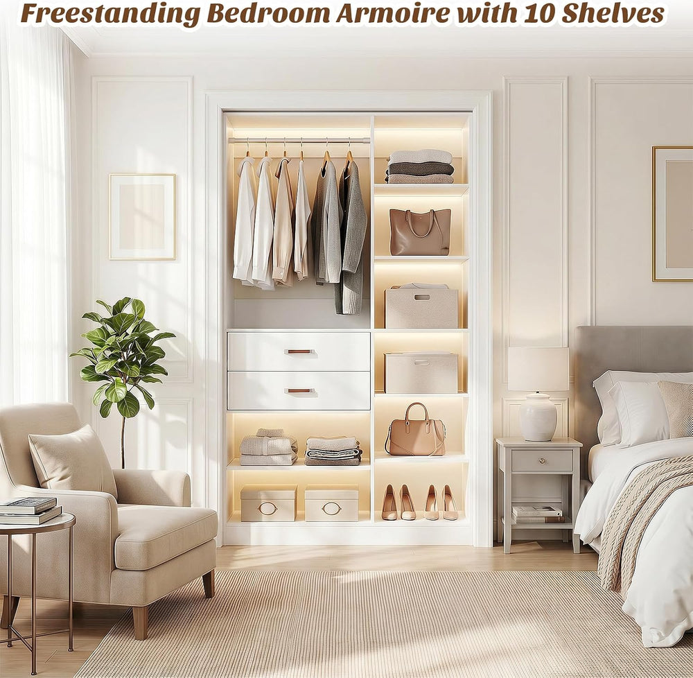 40'' Freestanding Closet System with 13 Storage, 3.3FT Stand-Alone Wa...