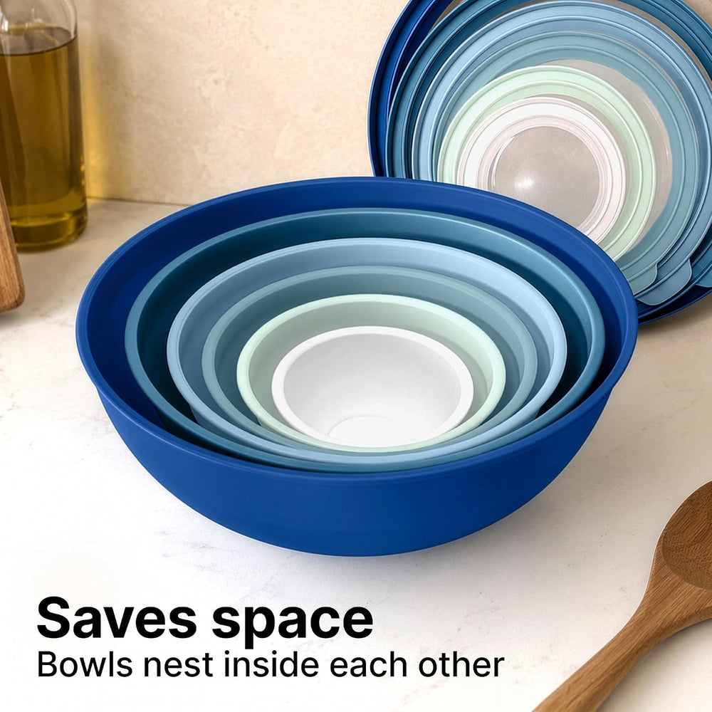 Zulay Kitchen 12 Piece Plastic Mixing Bowls with Lids Set - Leak-Proof Microw...